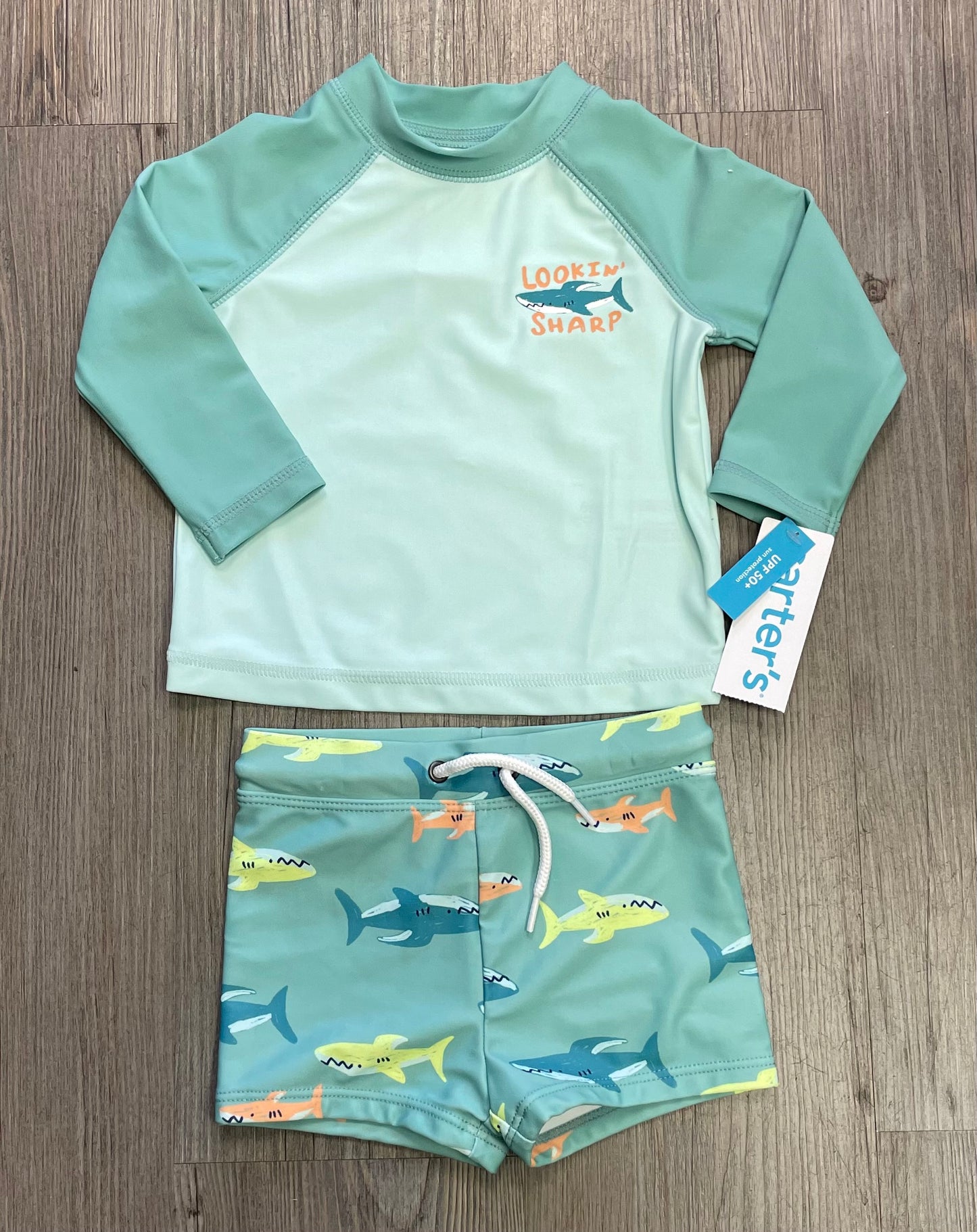 Shark Carters Bathing Suit 2pc, 6M