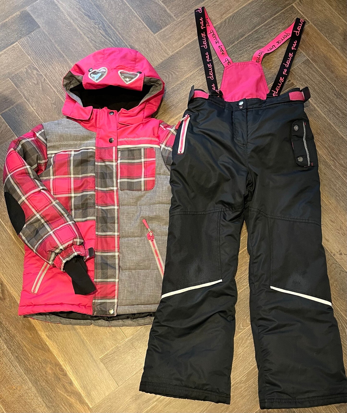 Pink/blk Deux Par Deux Winter Suit, 10Y