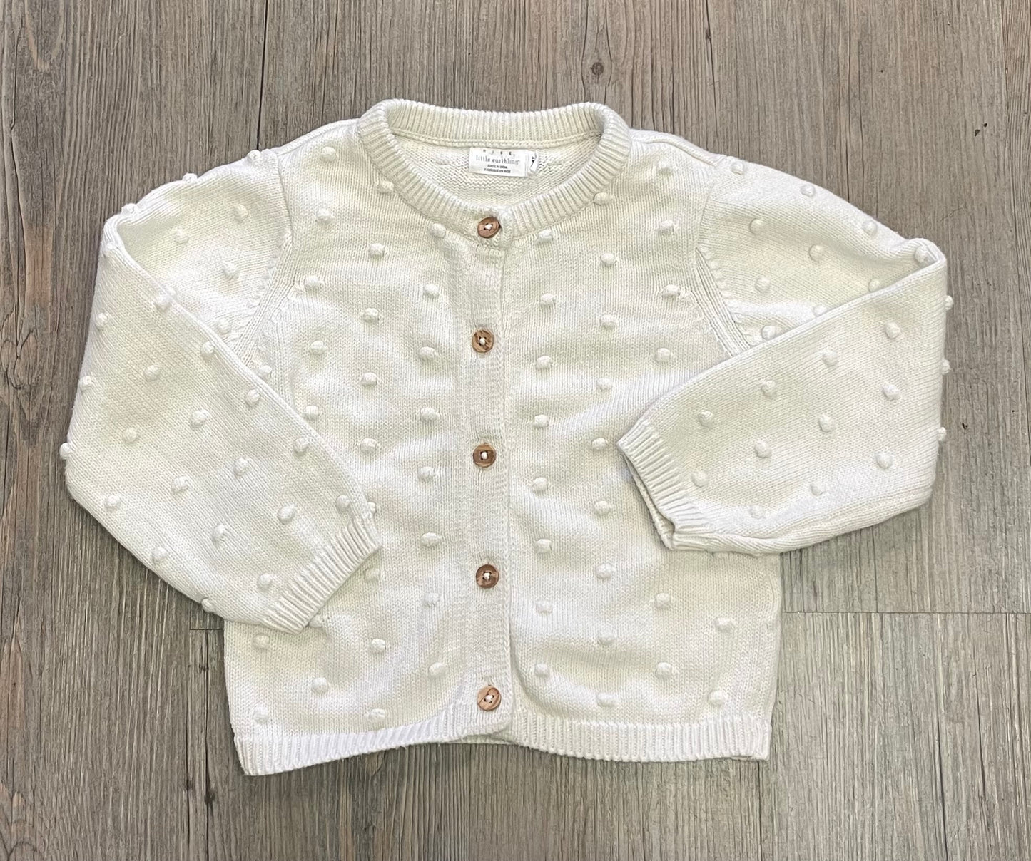 White Little Earthling Knit Car, 3-4Y