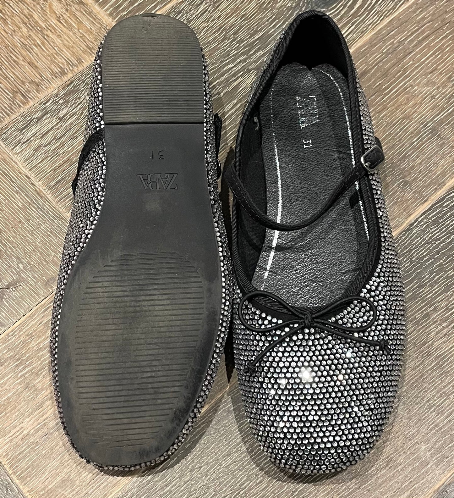Silver Zara Fllat Shoes, 13Y