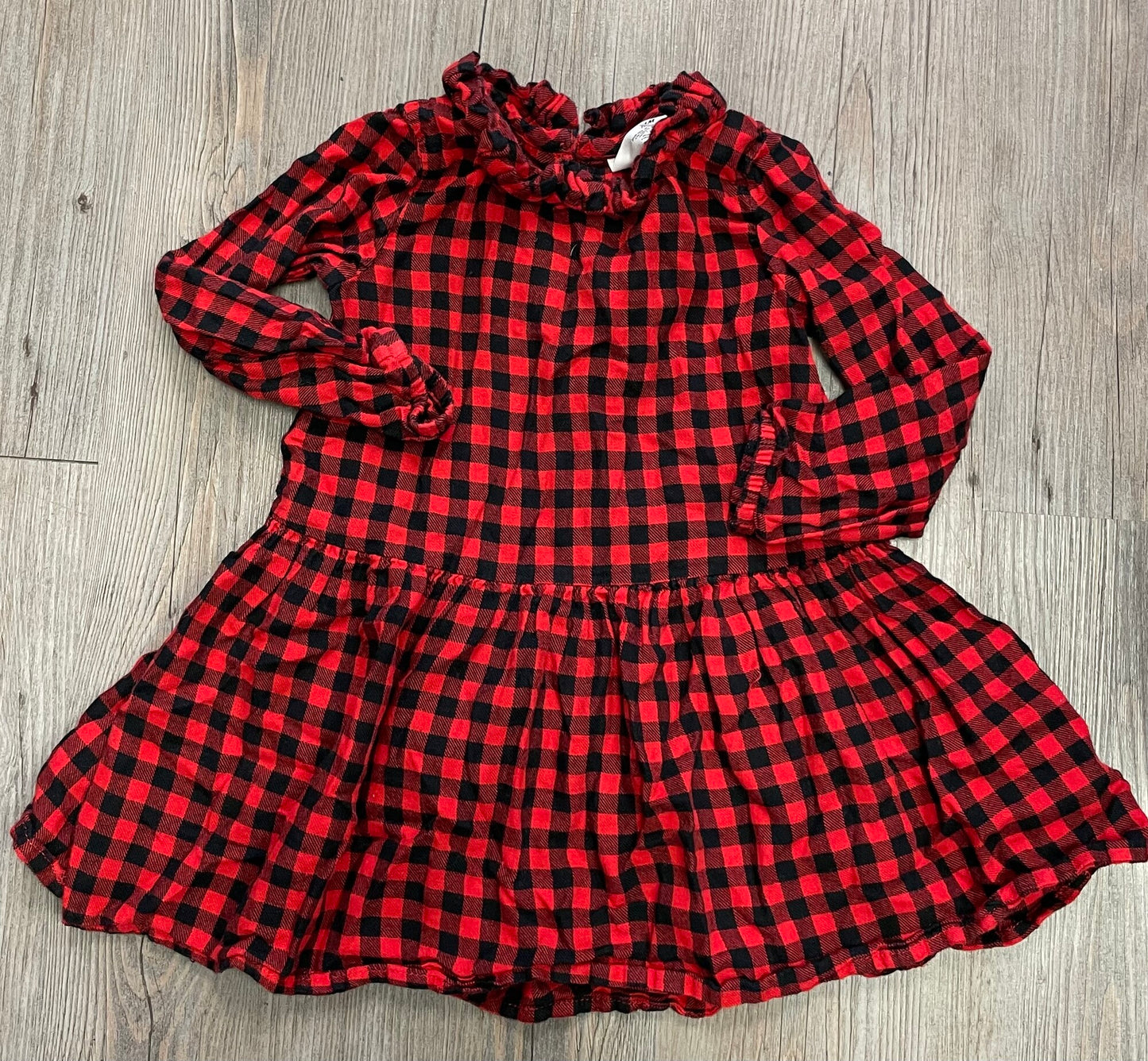 Red/blk H&M Dress LS, 3-4Y