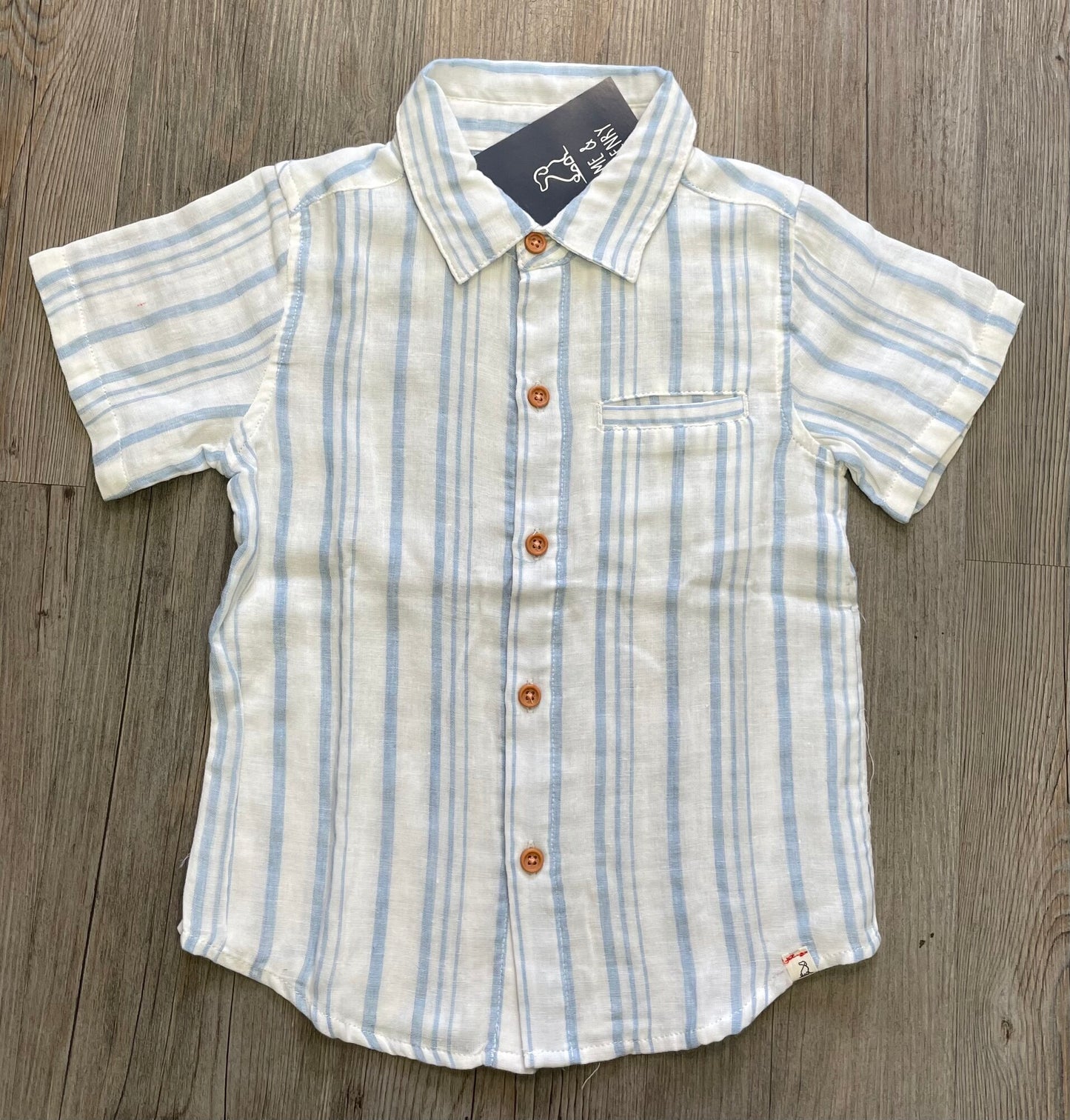 White Me & Henry SL Linen Shirt, 4-5Y