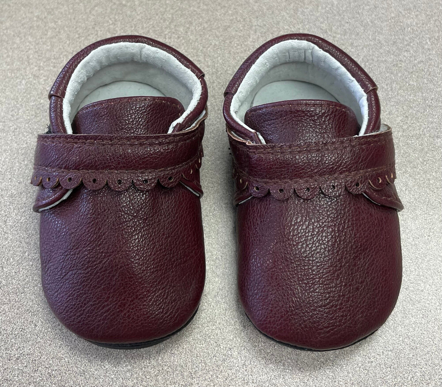 Burgundy My Mocs - Leather Scallop, 6-12M