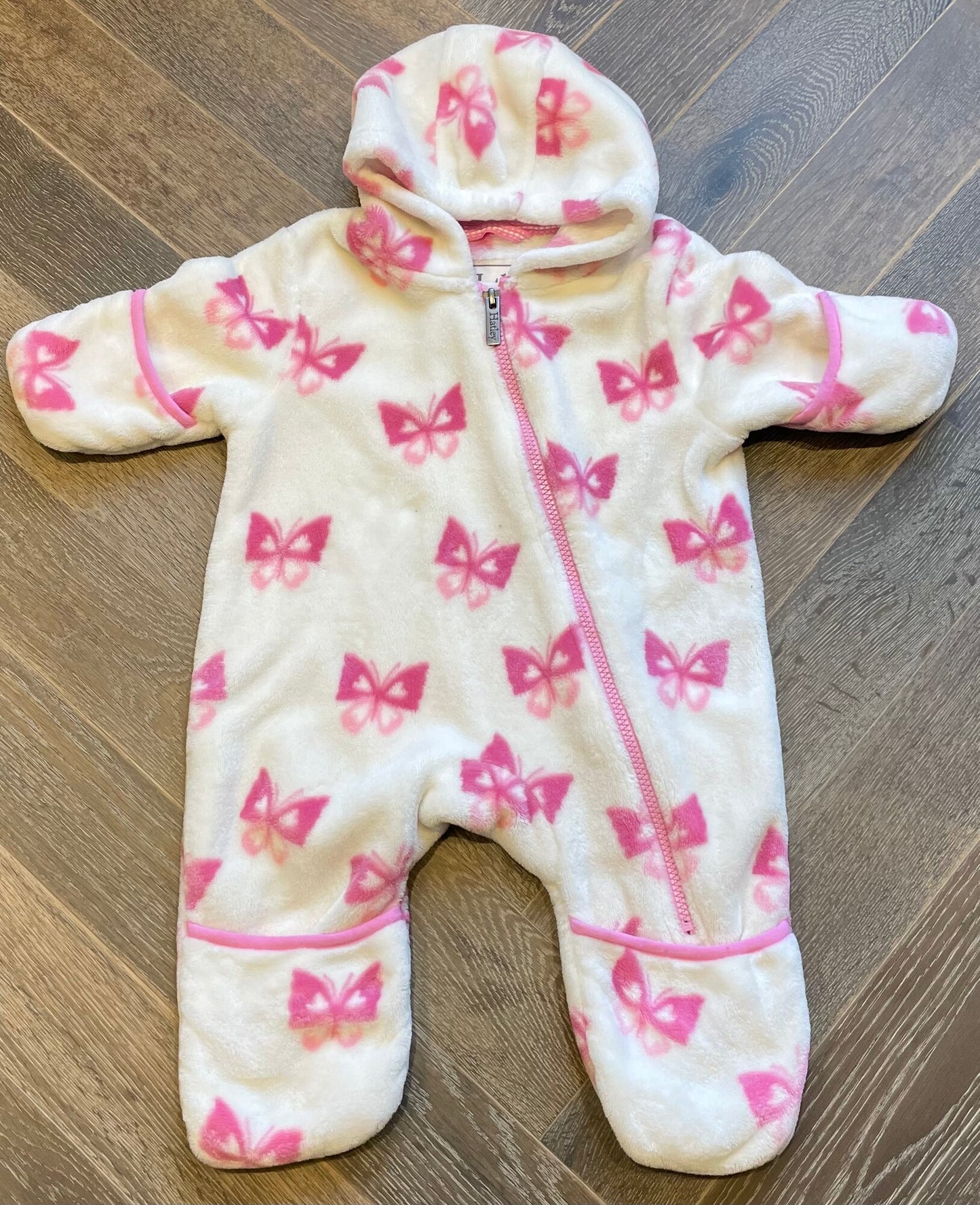 Pink/whi Hatley Bunting Suit, 6-9M