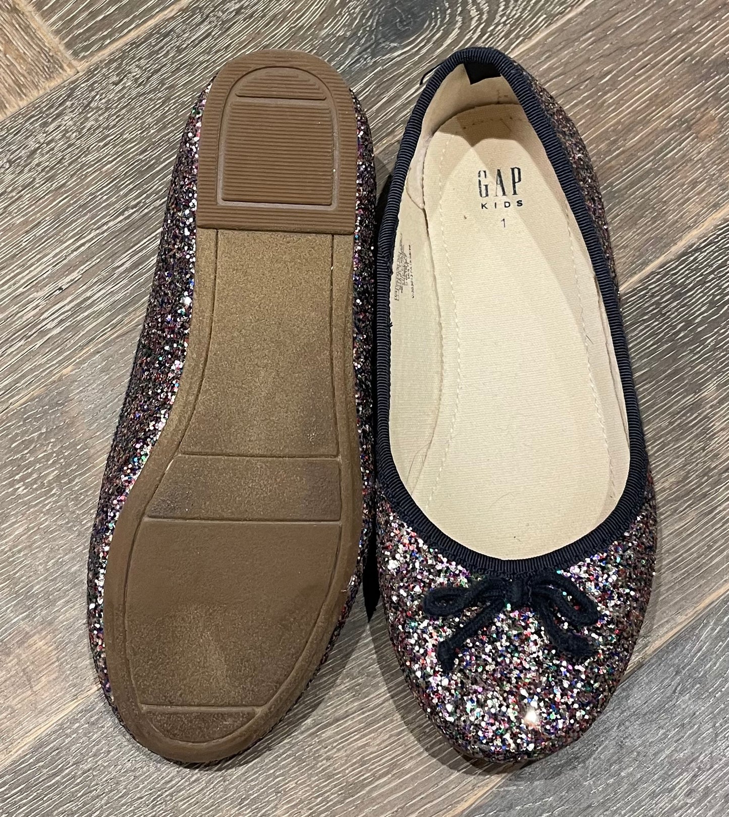 Multi Gap Flat Glitter Shoes, 1Y