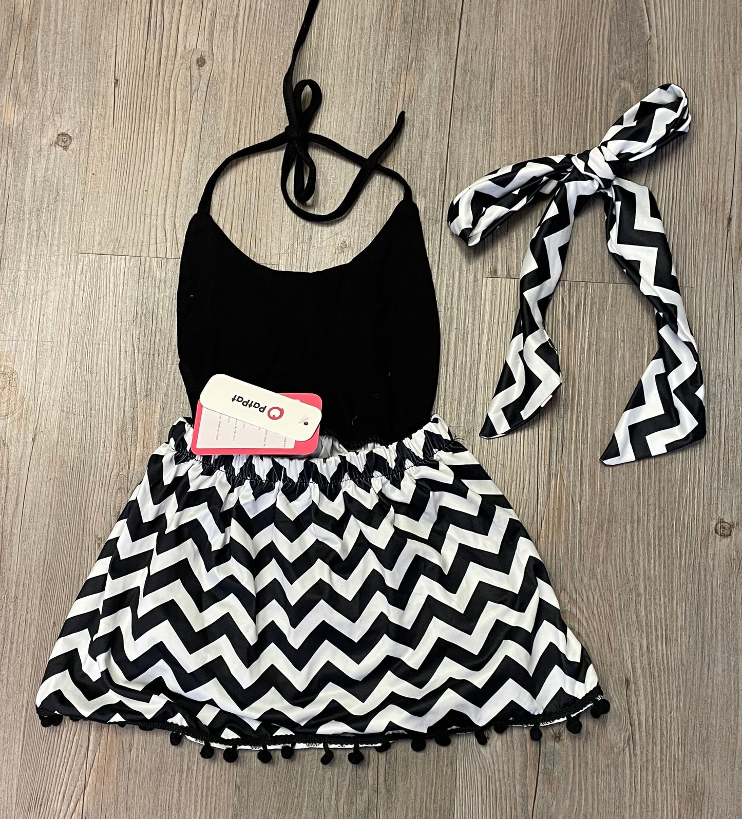 Black/wh Roychen Backless Dress, 18-24M