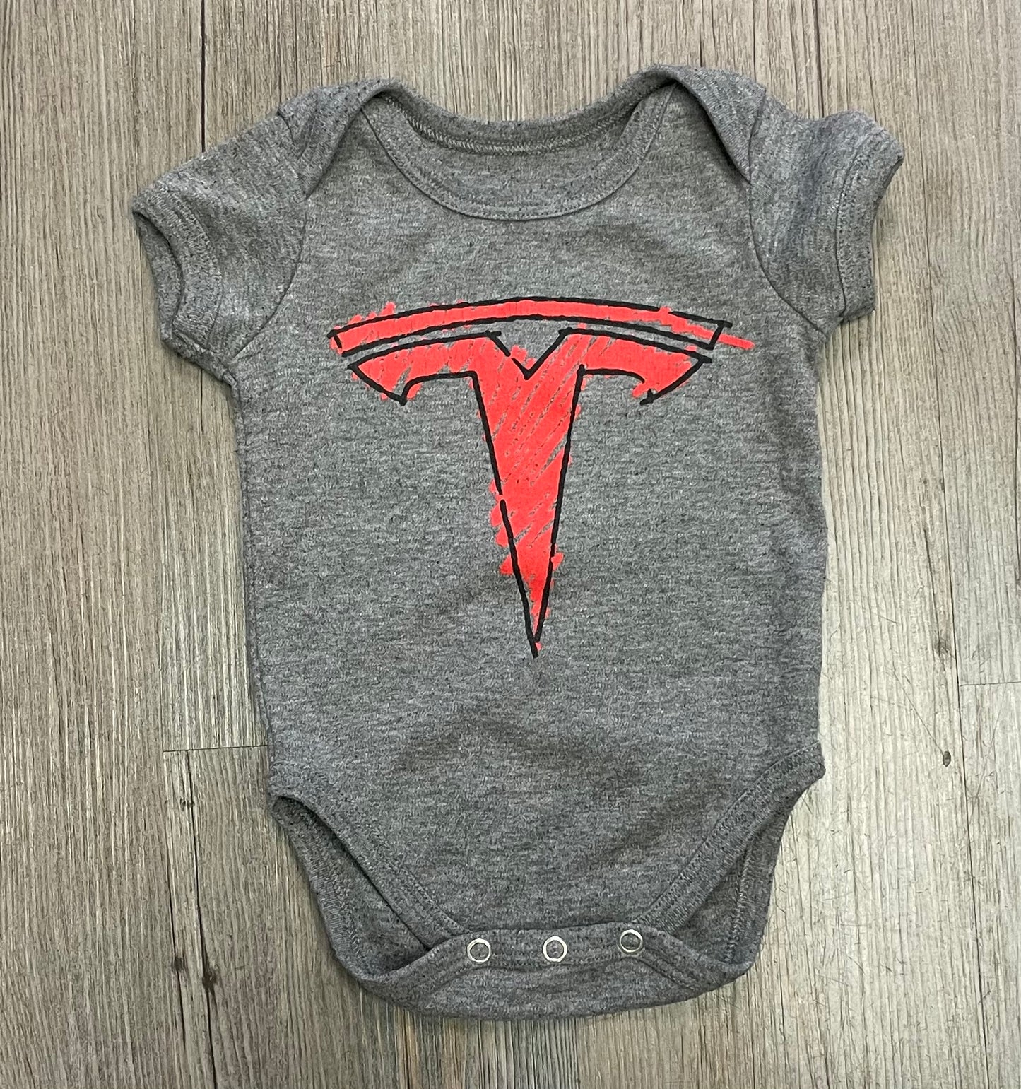 Grey Tesla Onesie, 3-6M