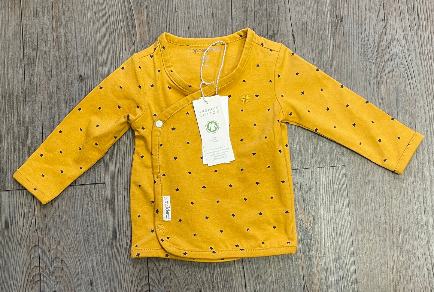 Mustard  Noppies Overlap Tee, 1-2M