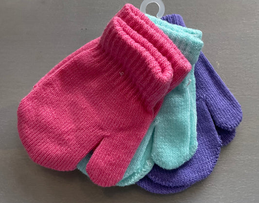 Pink  Gertex 3 Pc Mittens, 12-24M