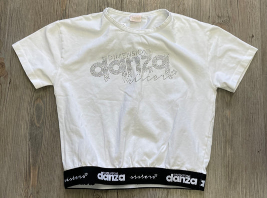 White  Danza Tee, 12-14Y