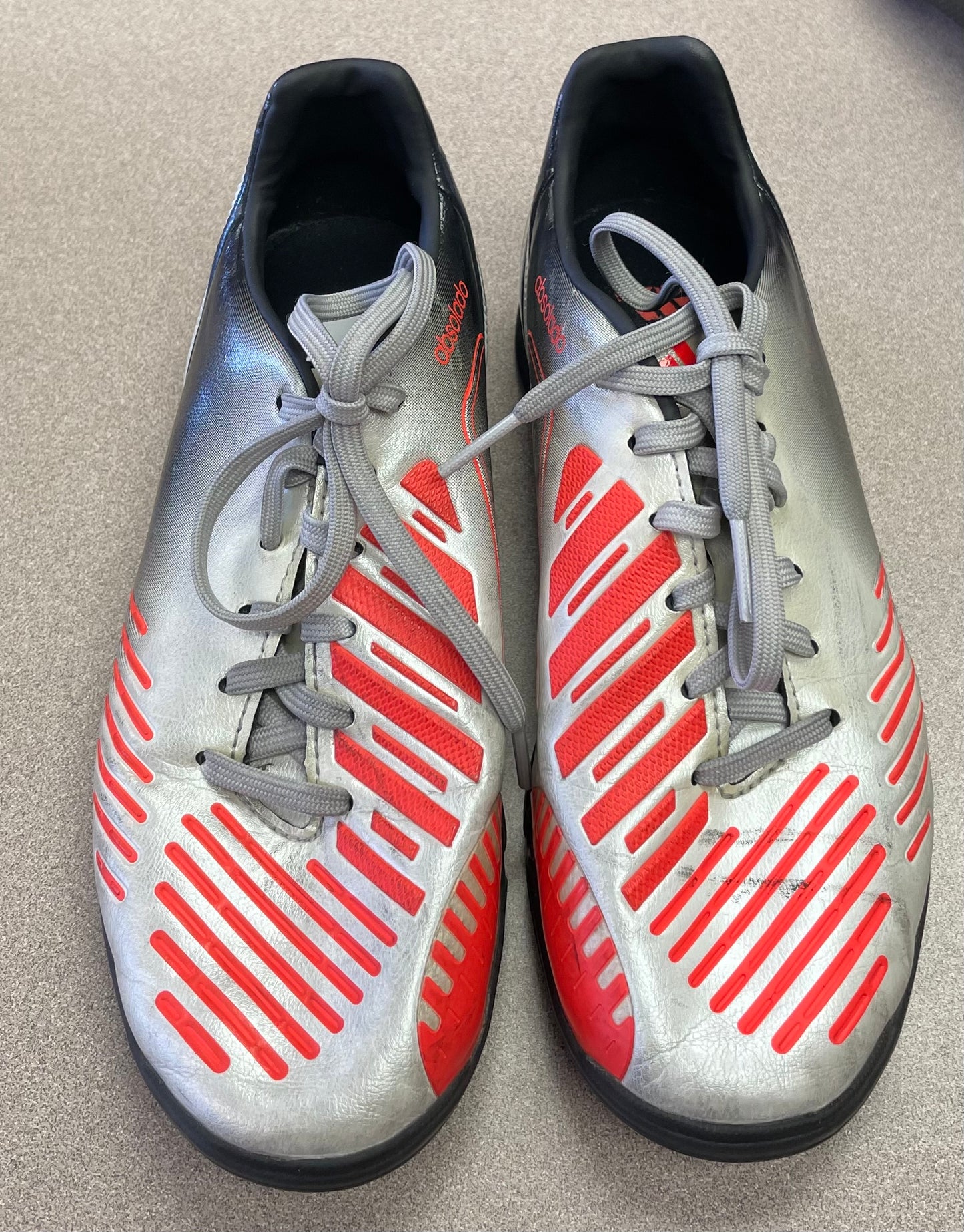 Grey  Adidas  Turf Cleats, 4Y