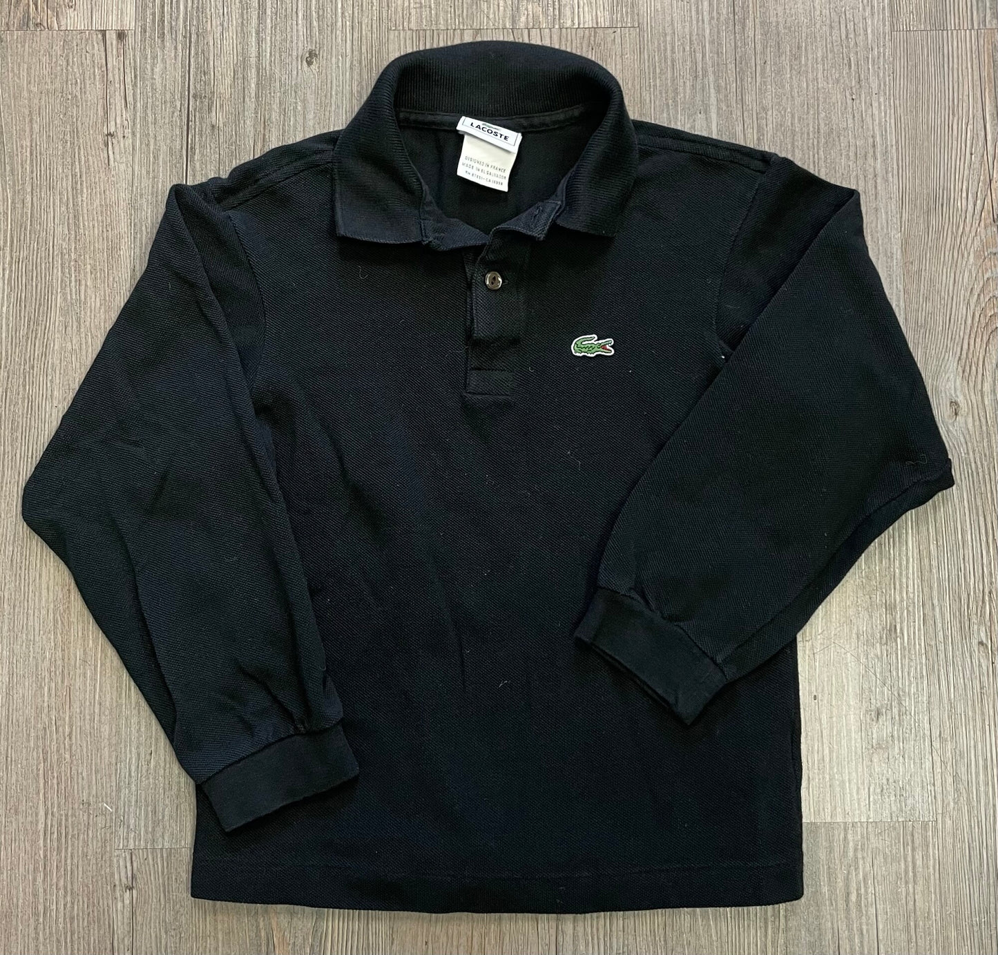 Black  Lacoste Polo LS, 8Y
