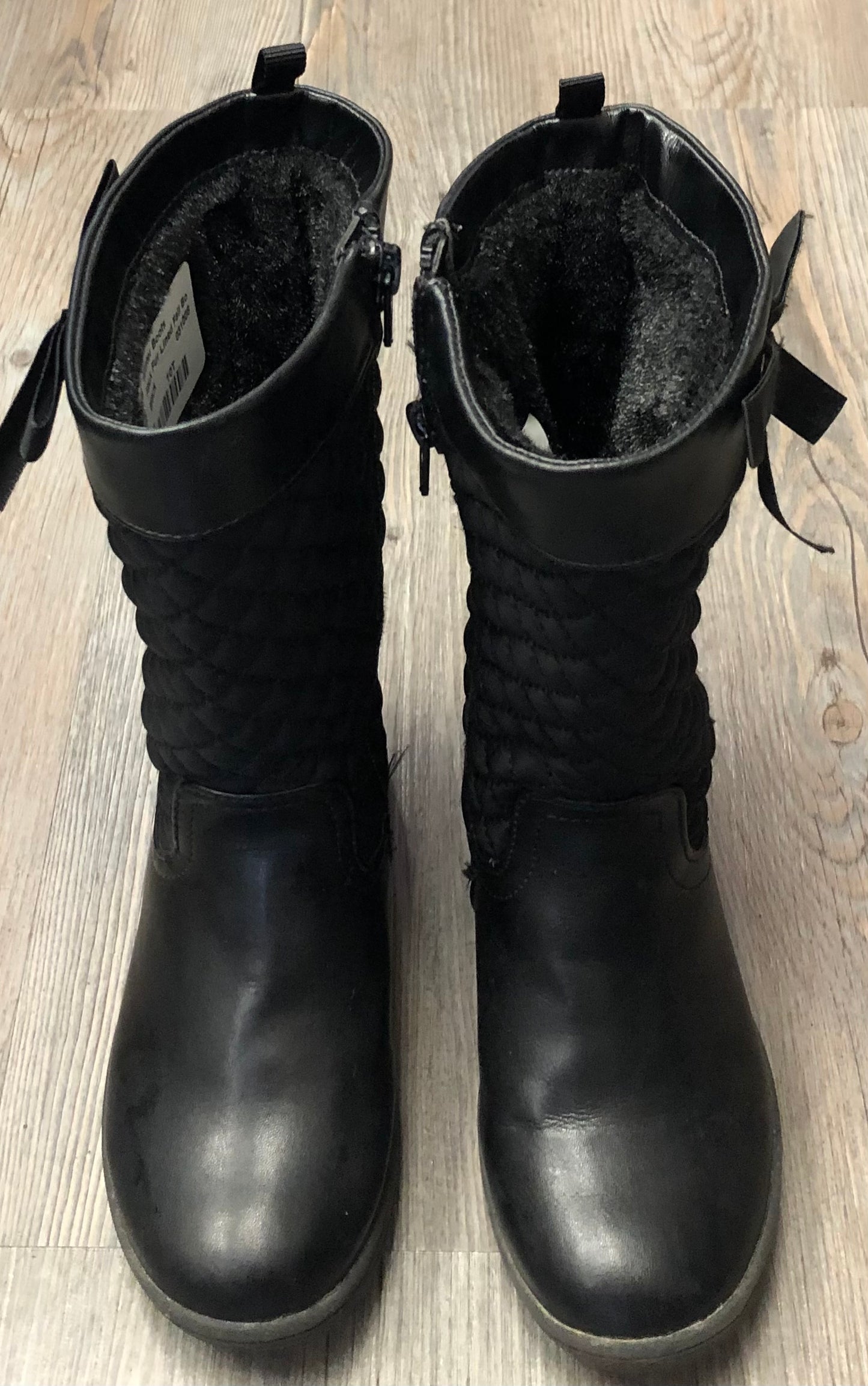 Black  Faux Fur Lined Fall Boots, 10T