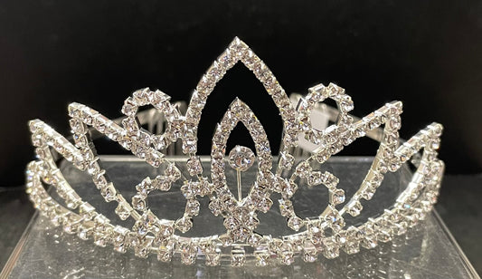 Silver  Tiara - Jeweled Crown #8, Headband