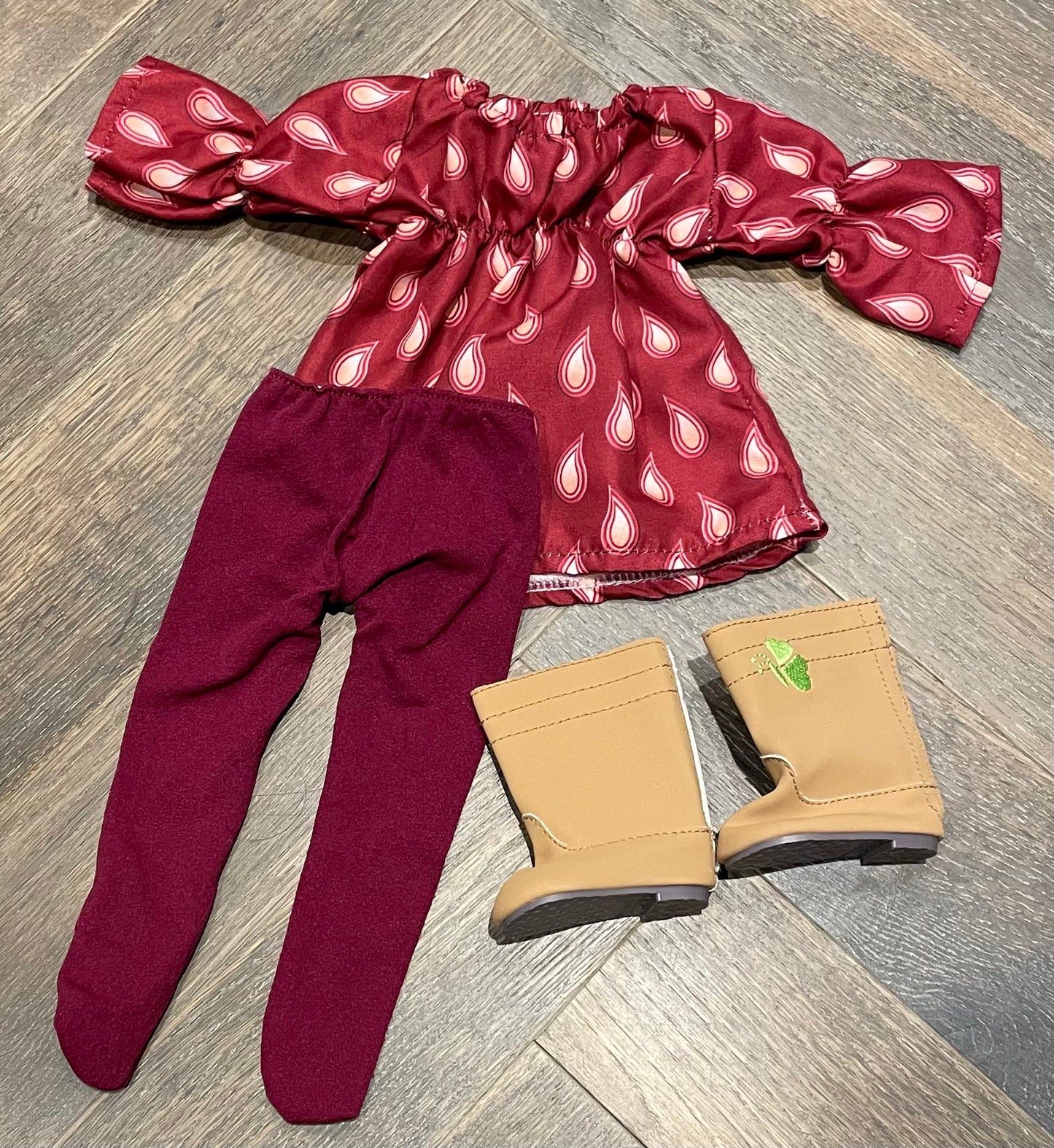Maroon  Doll Clothing Set, 18 Inch