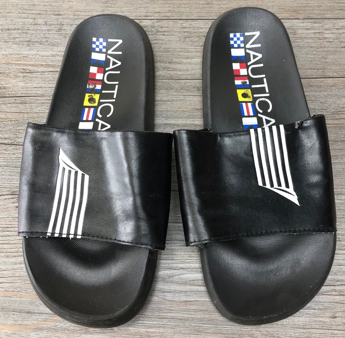Black  Nautica Slide Flipflop, 5Y