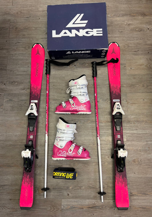 Pink  Atomic Skis & Lange Boots, 120 Cm