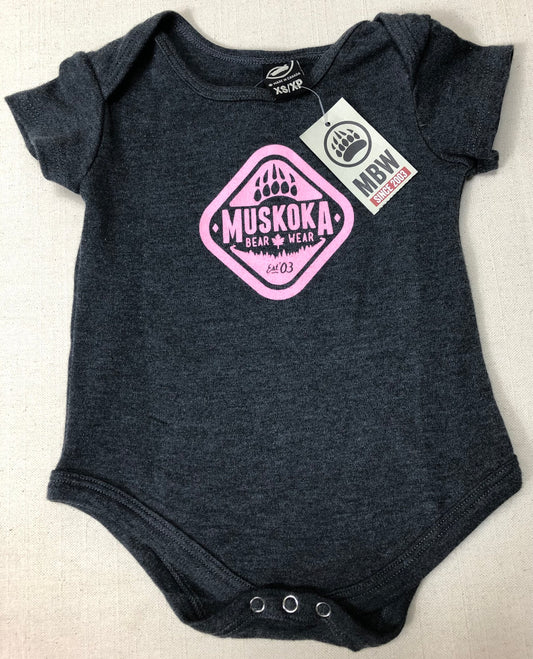 Grey  Muskoka Bear Onesie, 6-12M