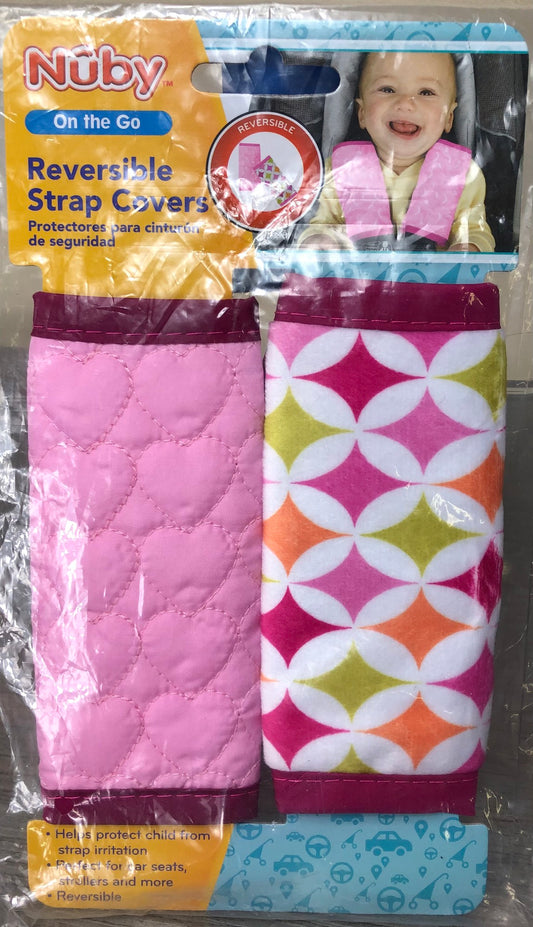 Pink  Nuby Strap Covers, Reversible