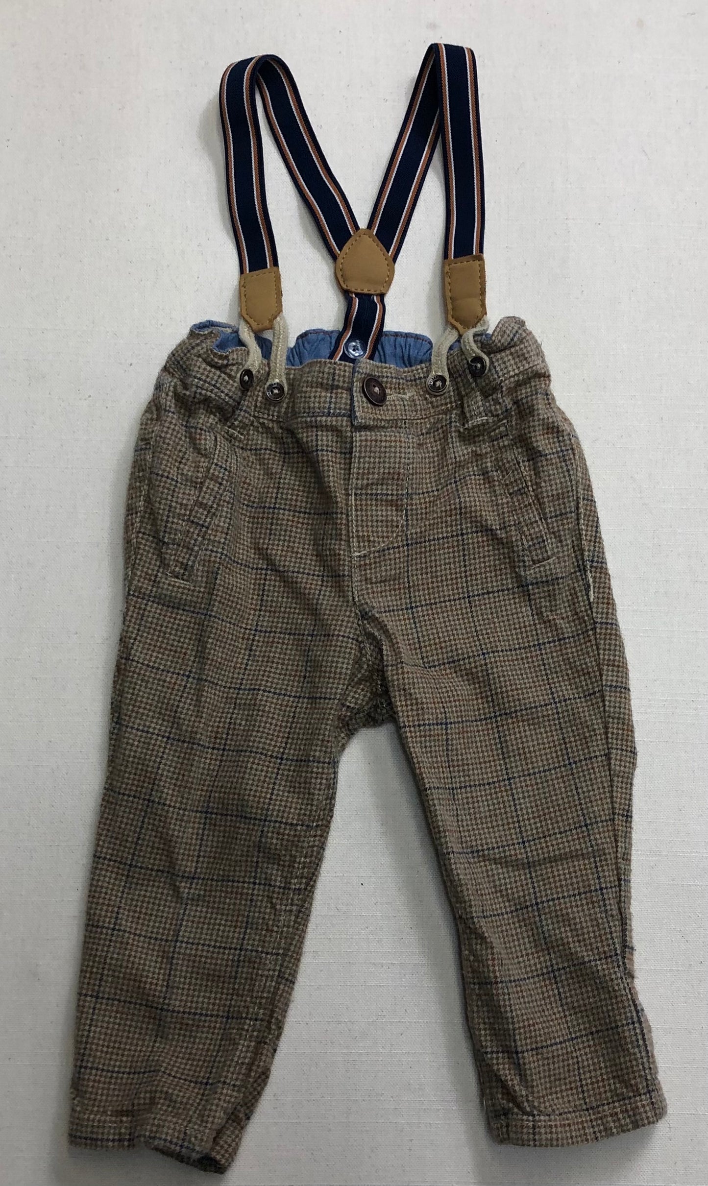 Brown  H&M Pants With Suspender, 6-9M