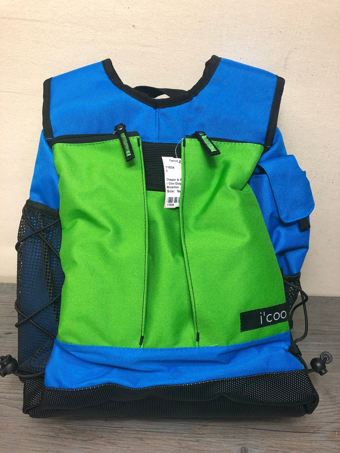 Blue/lim  I Coo Diaper Bag, New
