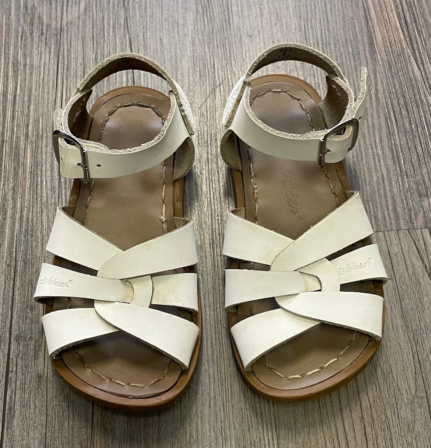White  Salt Water Sandals, 8T