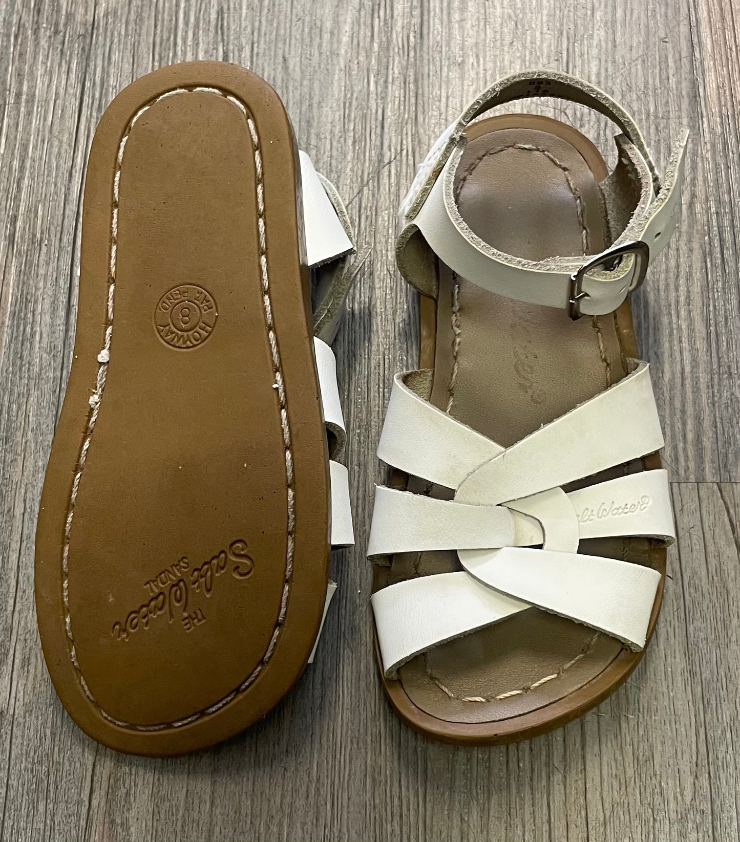 White  Salt Water Sandals, 8T