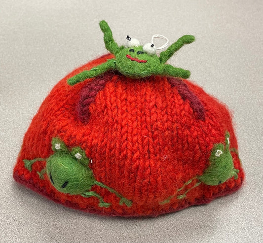 Red/Gree  Ambler Frog Wool Cap, 6-12M