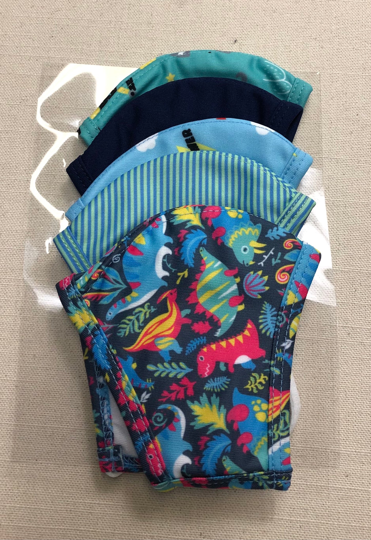 Multi  5Pack Fabric FaceMasks, 4-12Years
