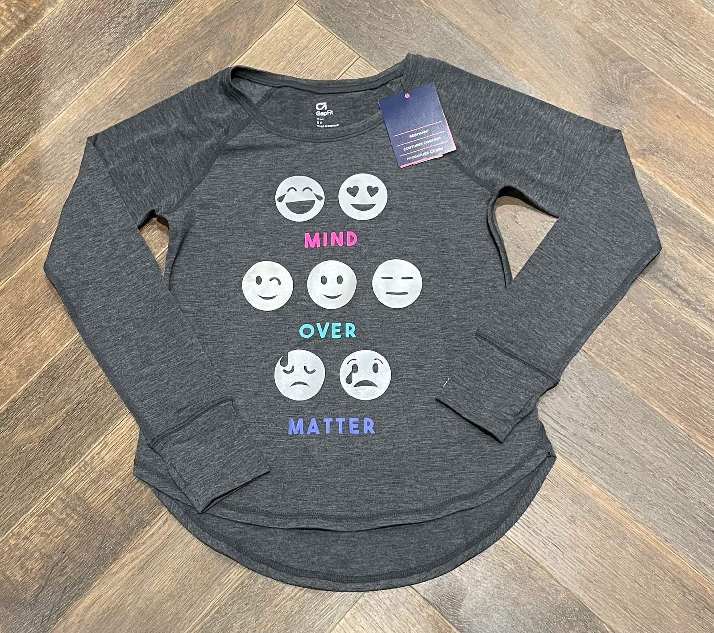 Grey  Gap Active Top Ls, 6-7Y