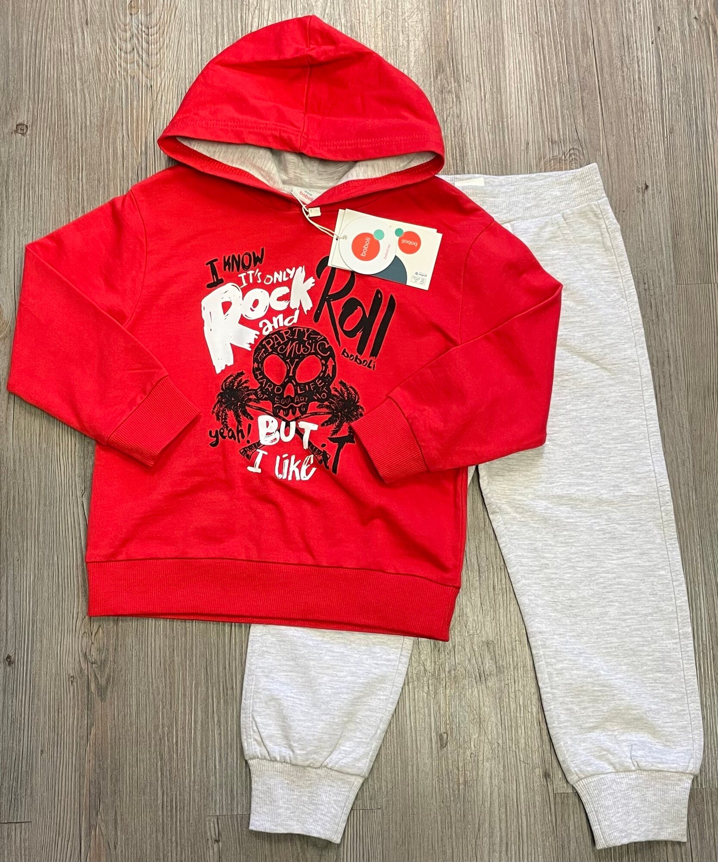 Red  Boboli 2 Pcs Hoodie/Pants, 4Y