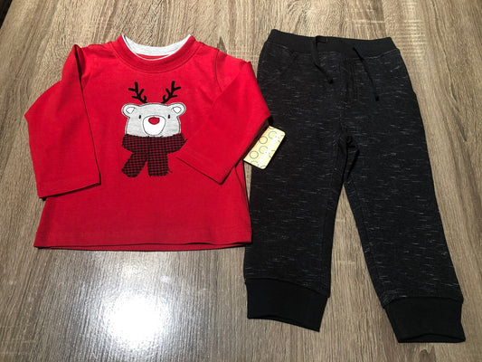 Red/Blk  2 Pcs 6621 Reigh/Bear, 12M