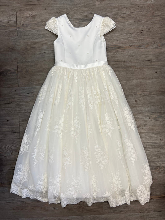 White  Lace And Satin Dress, 8-10Y