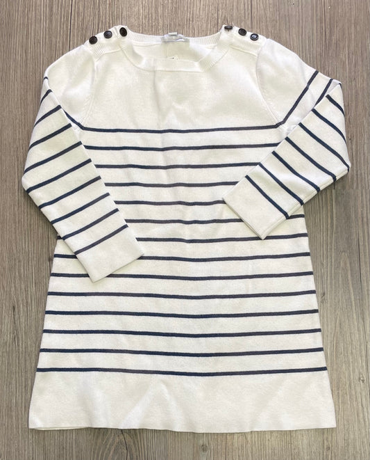 White  Jacadi Knit LS Dress, 4Y
