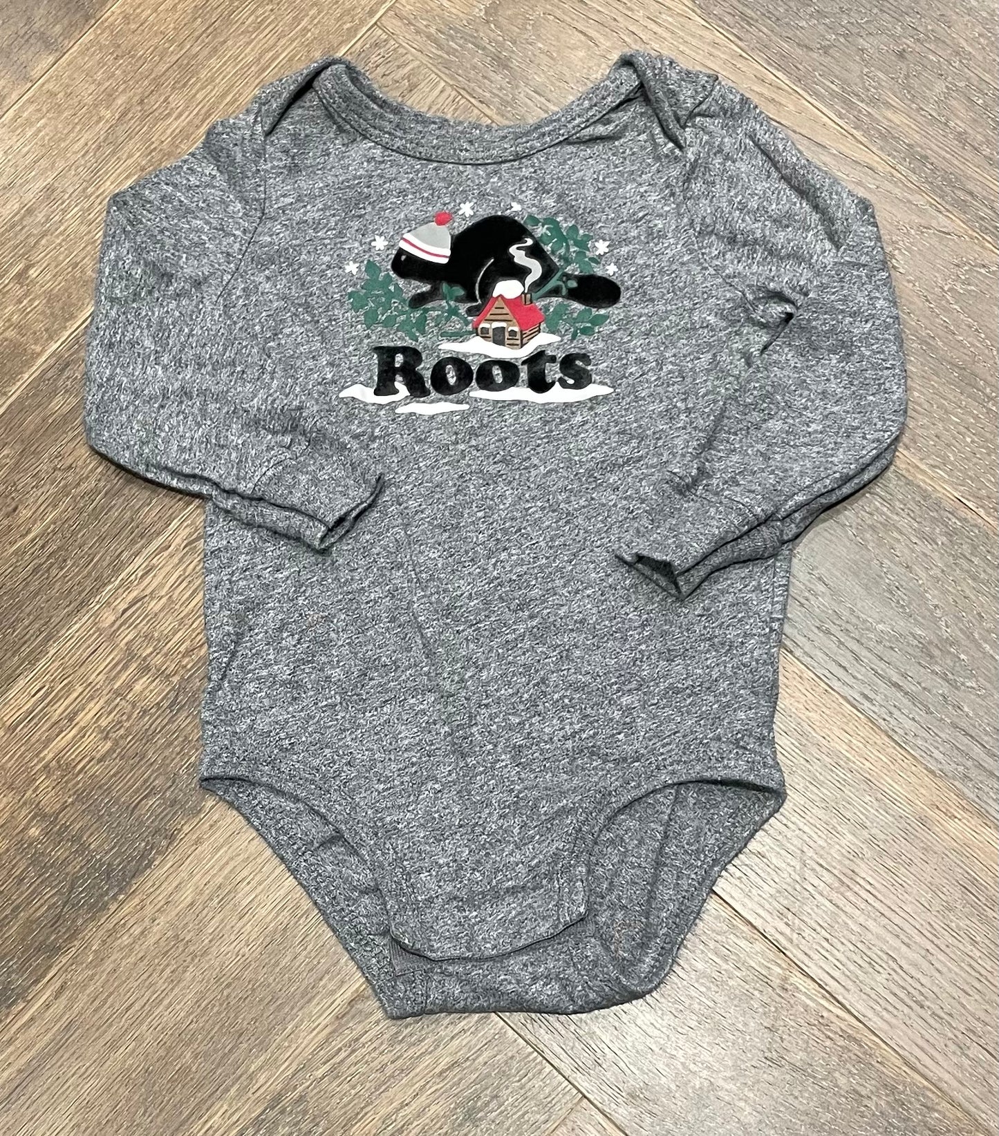 Grey  Roots LS Onesie, 6-12M