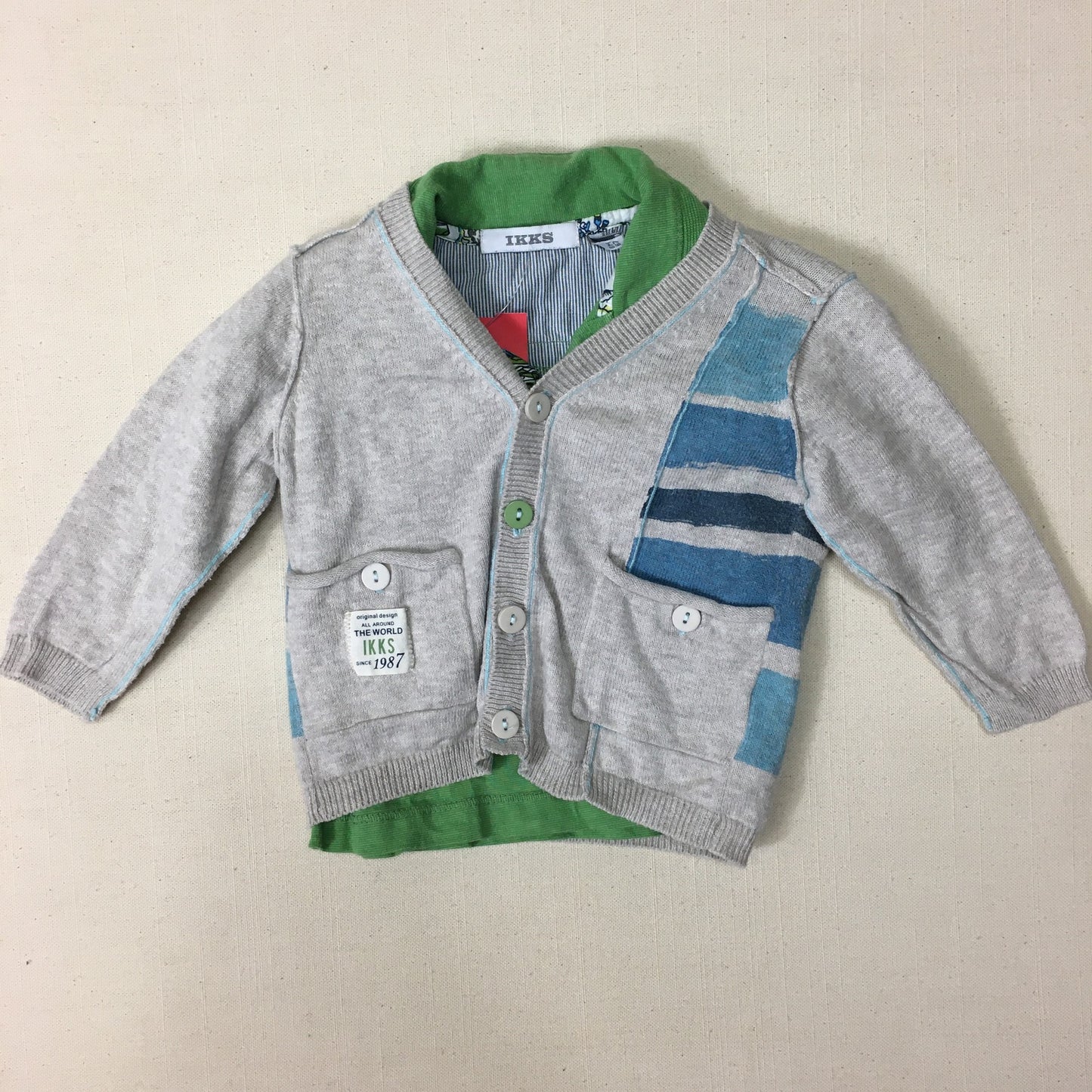 Grey/lim  Ikks Sweatshirt/tee, 6M