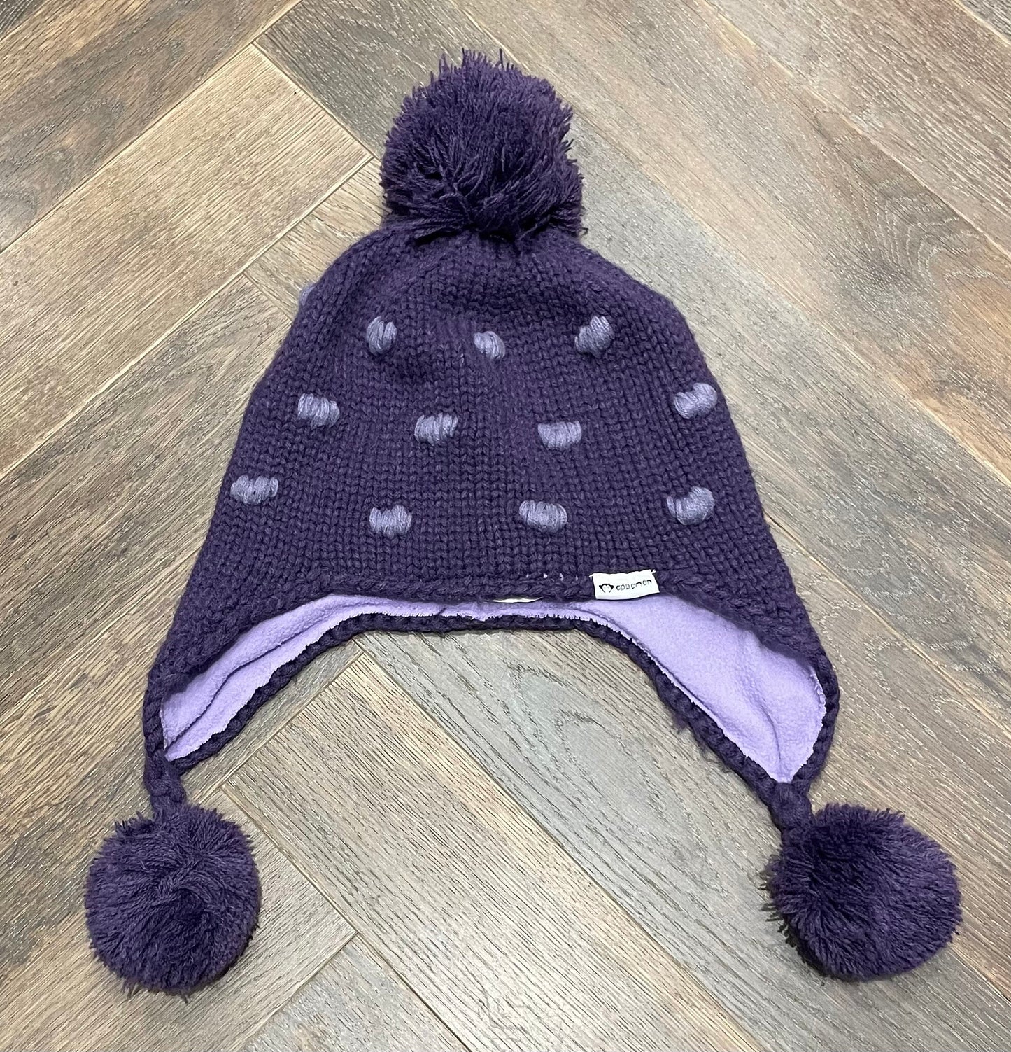 Purple  Appaman Pompom Knit Hat, 8-10Y