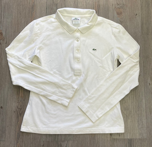 White  Lacoste Polo LS, 42