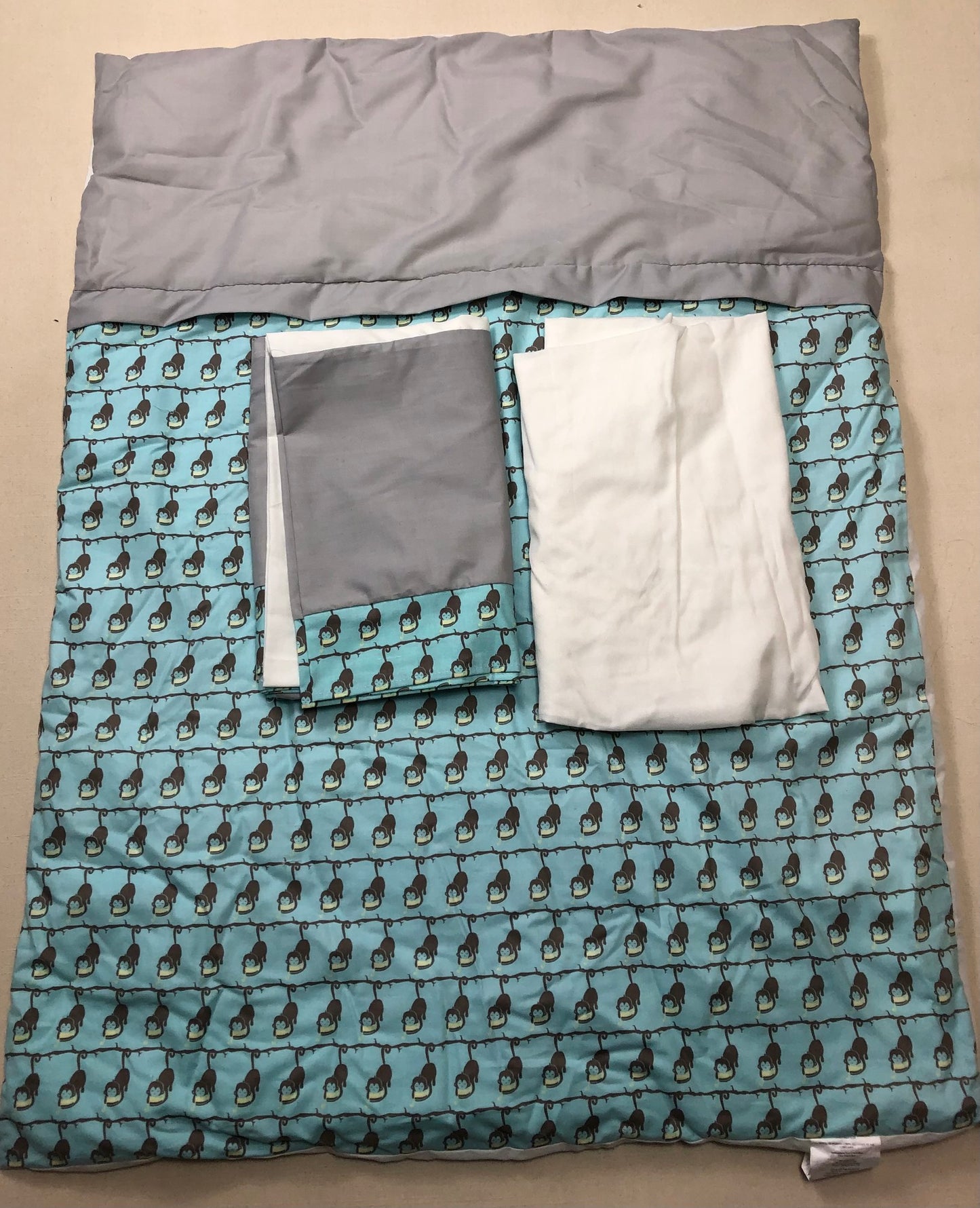 Grey/blu  Bed Sheet Set, Crib