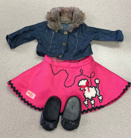 Navy/pin  OG Doll Clothing Set, 3pc