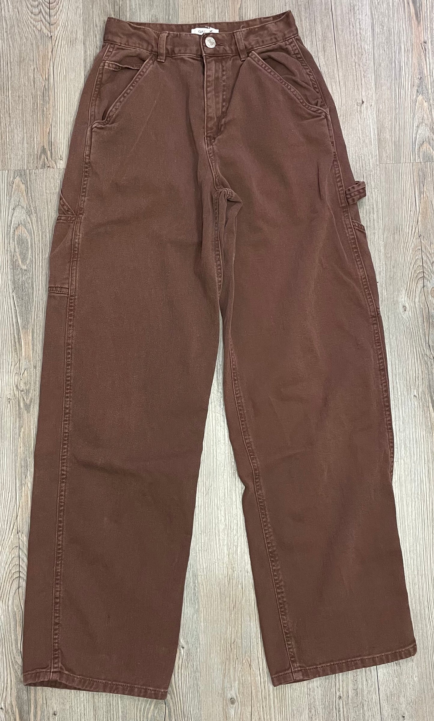 Brown  Garage Wide Leg Pants, 14Y+