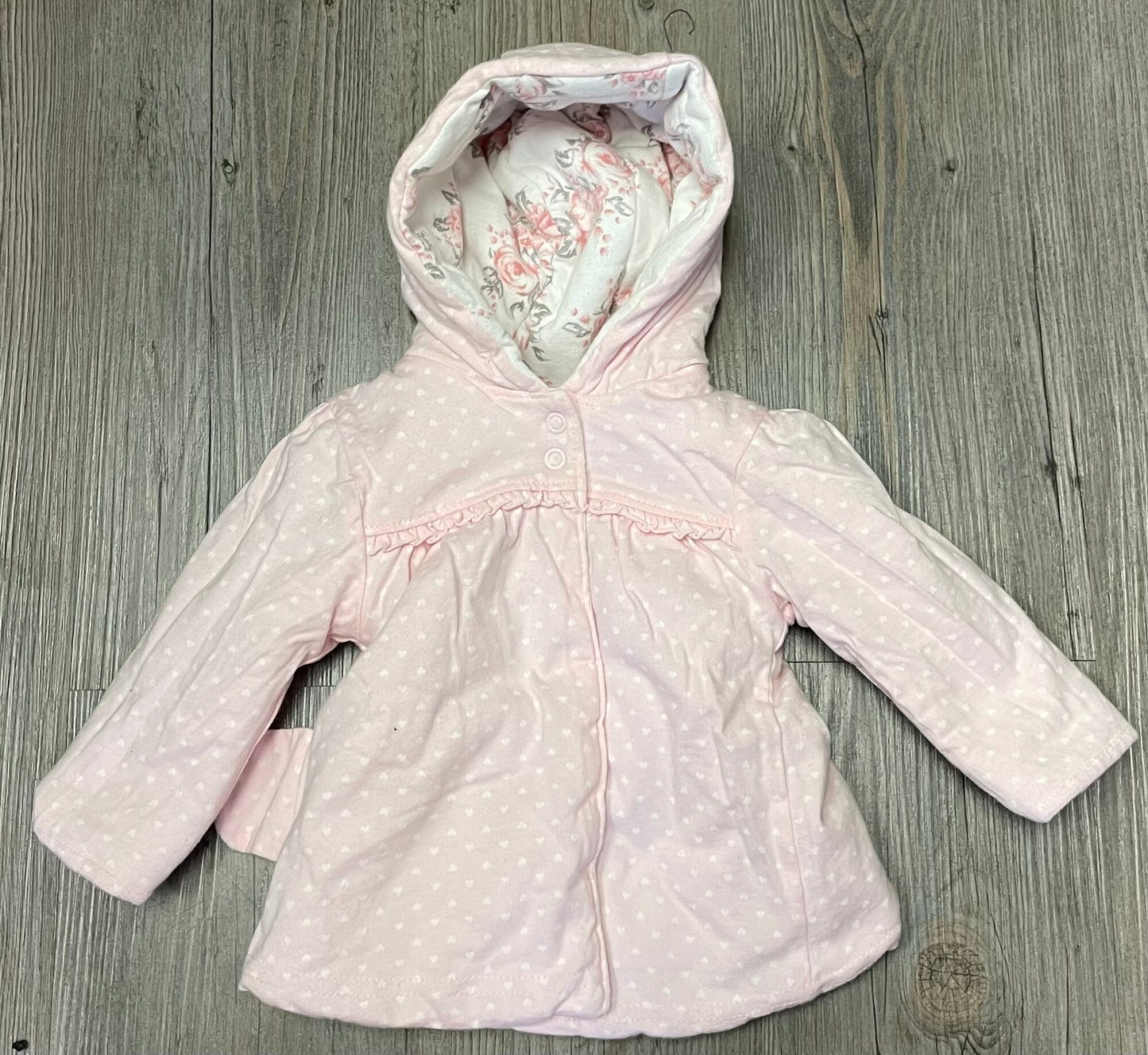 Floral  Reversible Hooded Jacket, 0-3M