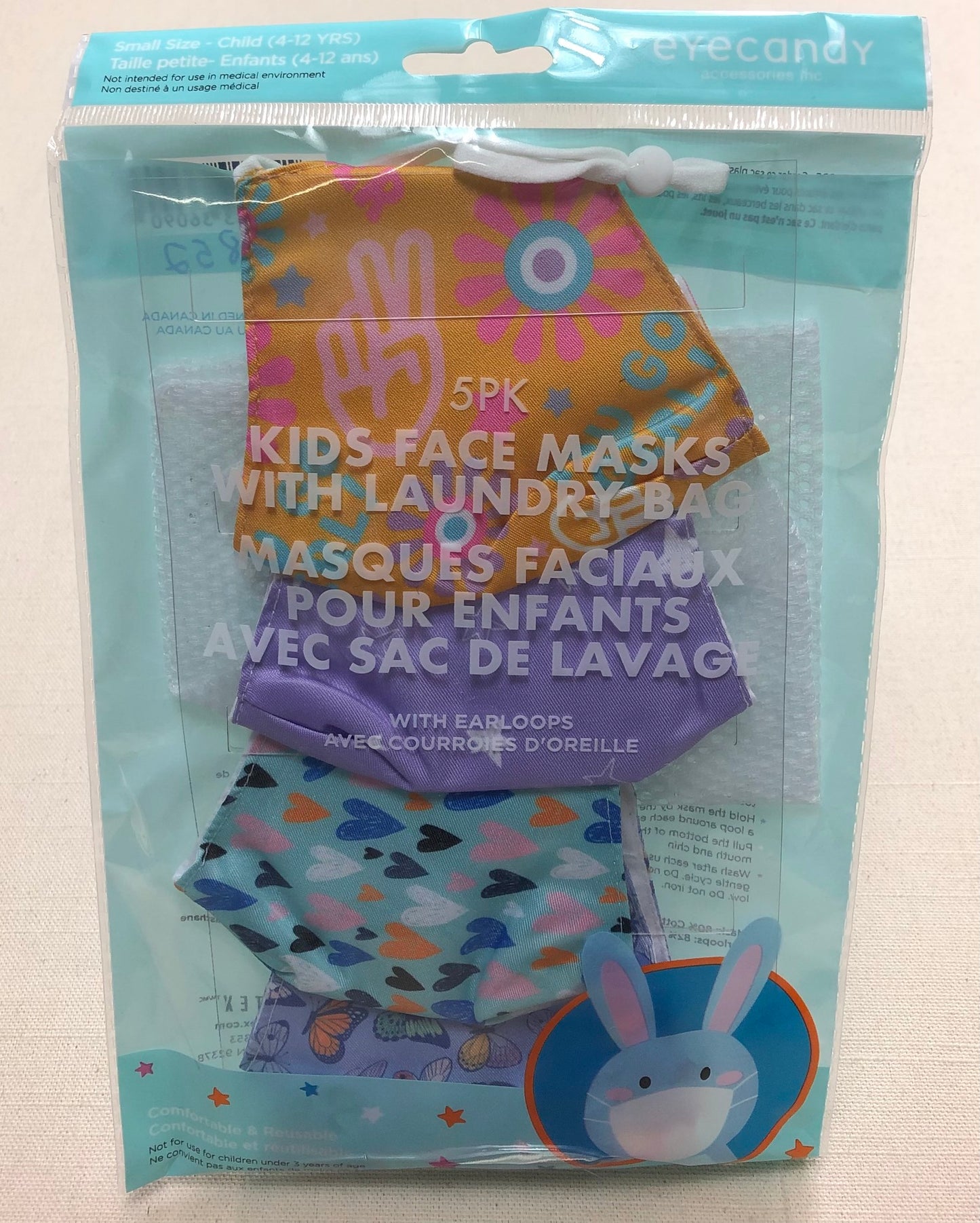 Multi  5Pack 2Ply FaceMasks, 4-12Years