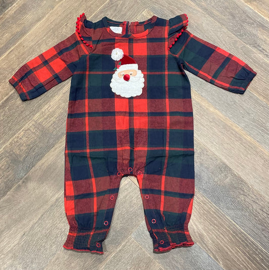 Plaid  Mudpie Santa Onesie, 6-9M