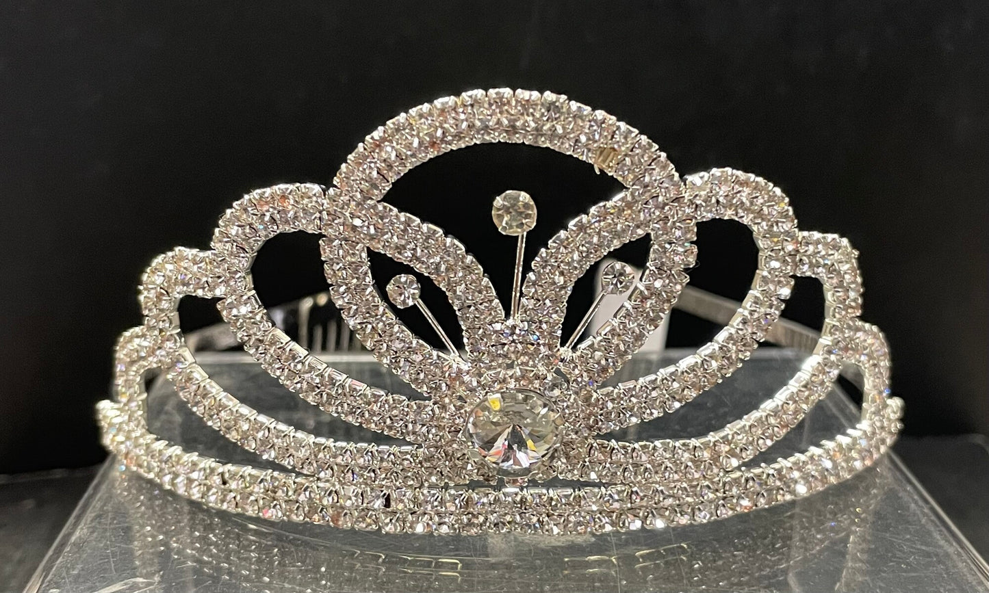 Silver  Tiara - Jeweled Crown #9, Headband