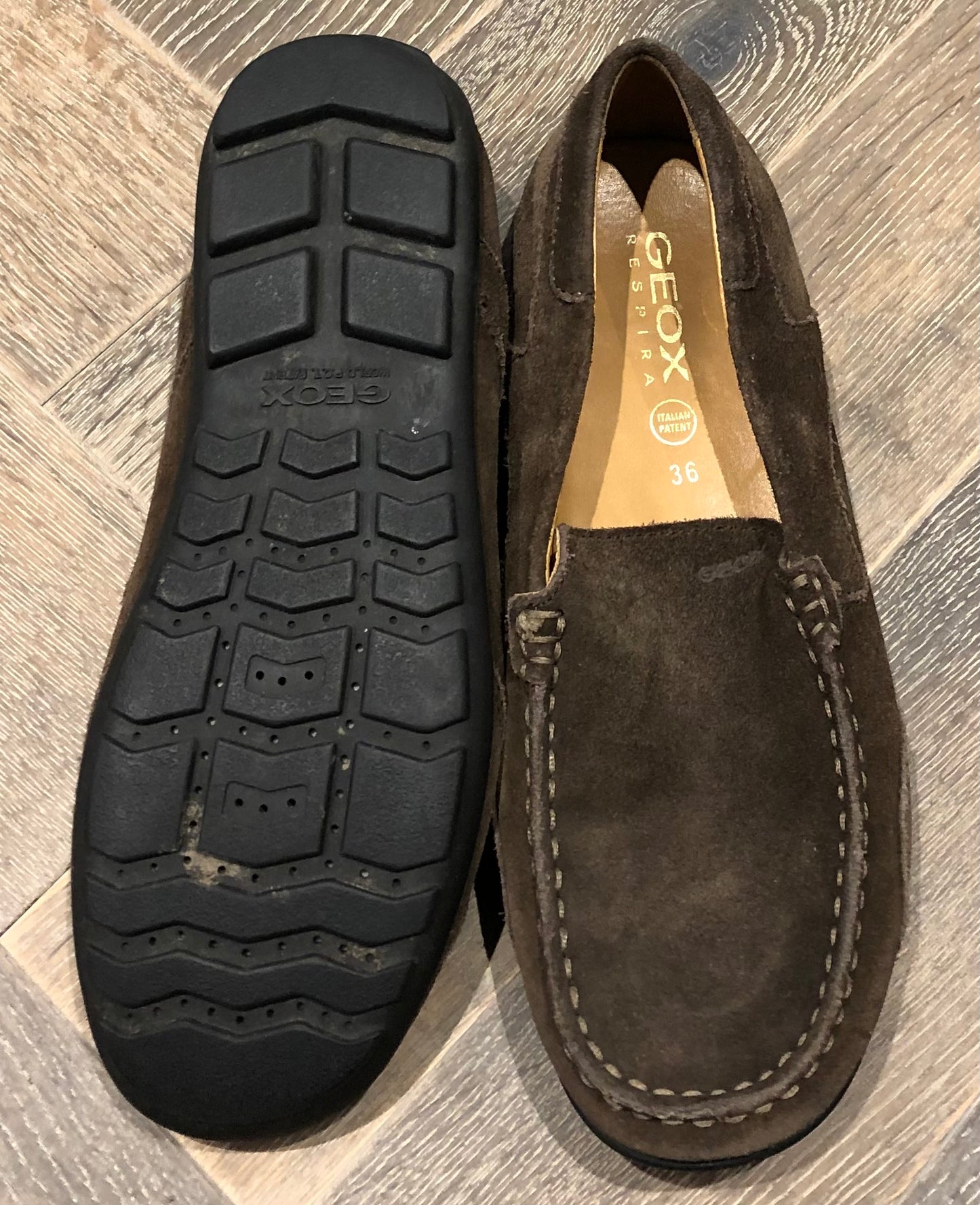 Brown  Geox Slip On Shoes, 5.5Y