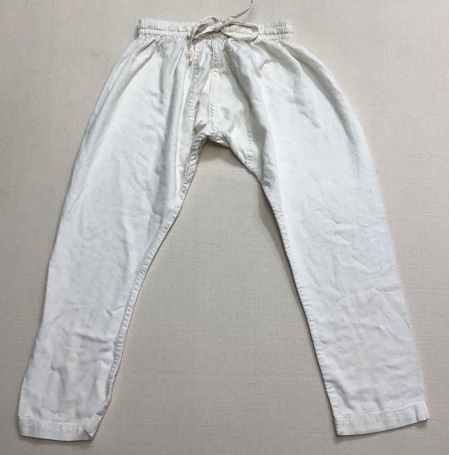 Beige  Cotton Draw String Pants, 3-4Y