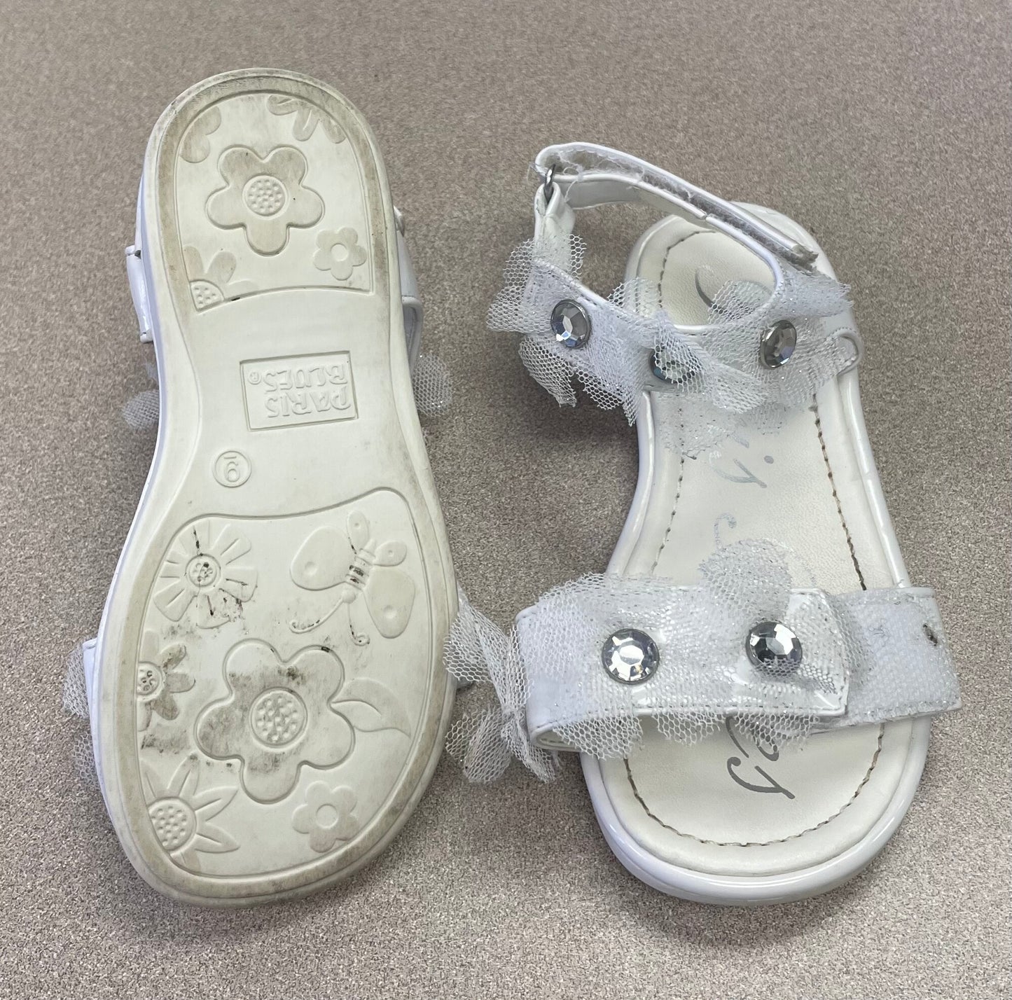 White  Paris Blues Sandals, 9T