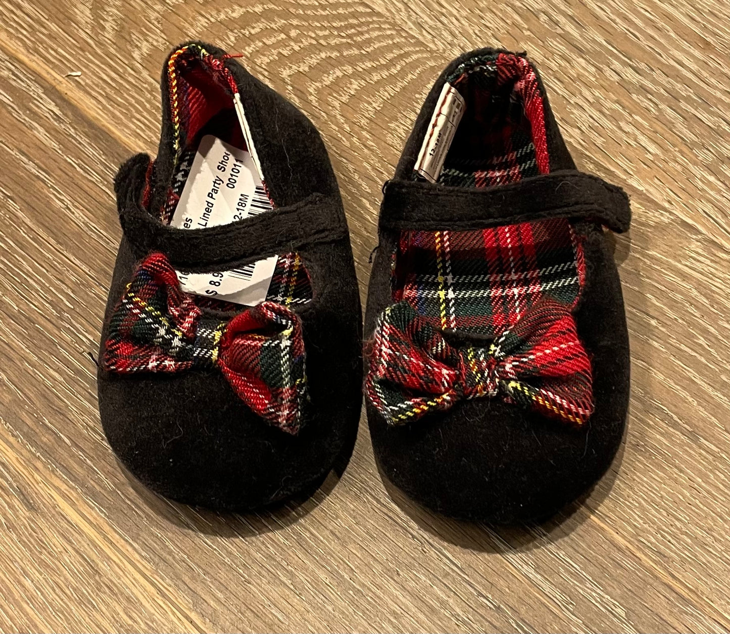 Black  Plaid Lined Party  Shoes, 12-18M