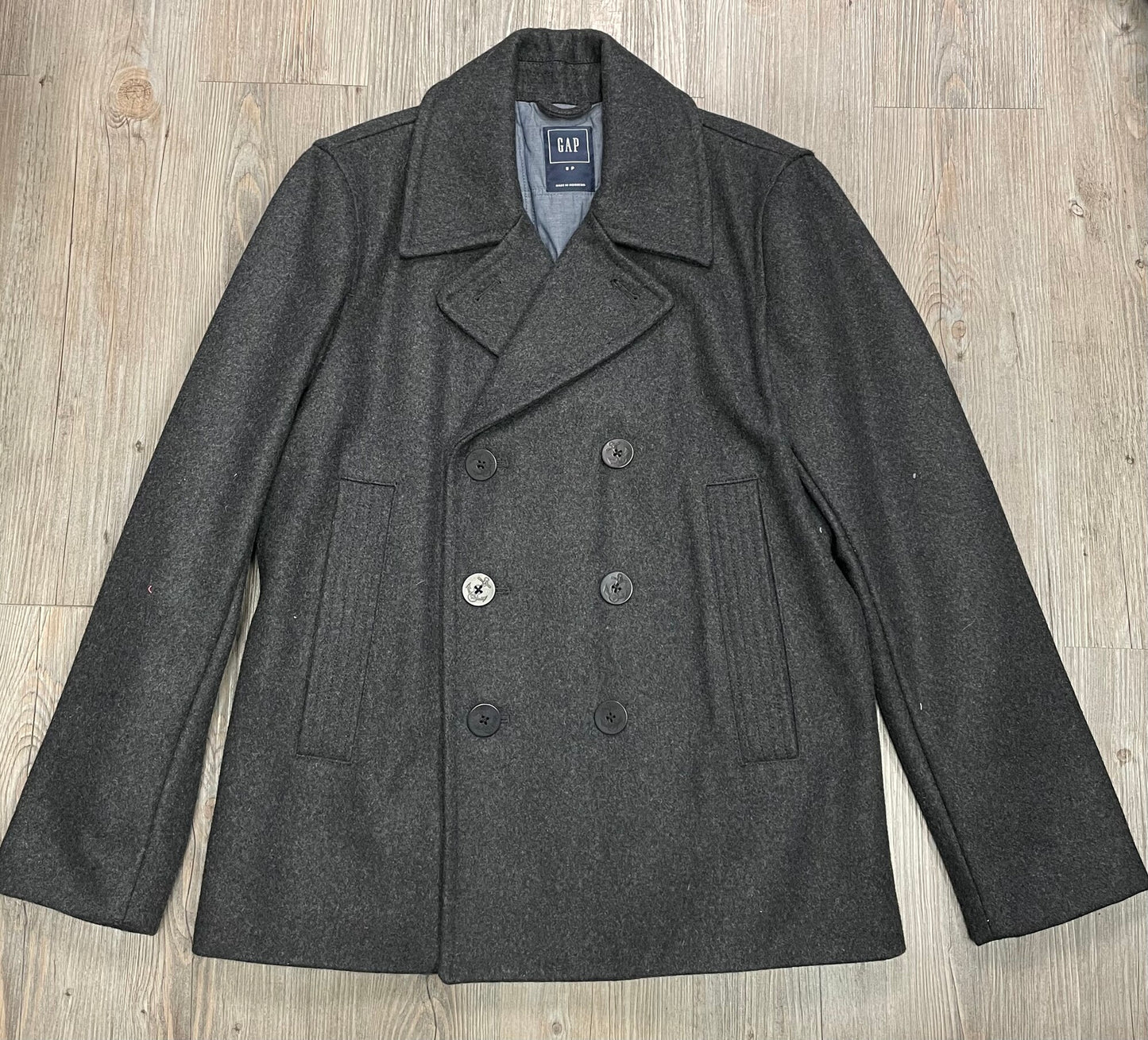 Grey  Gap Wool Blend Dress Coat, Mens Sm